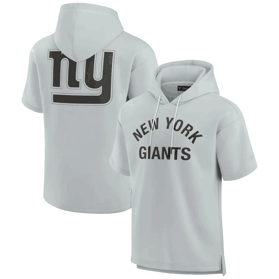 Men's New York Giants Gray Super Soft Fleece Short Sleeve Hoodie